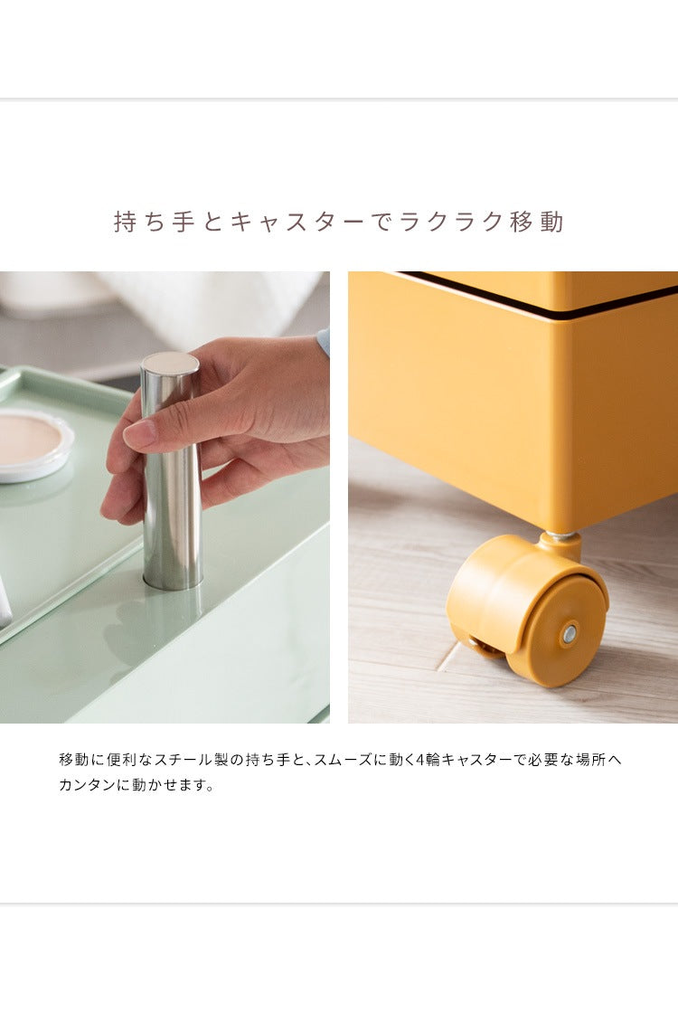 多段トローリーワゴン 360度回転 ベビーワゴン コスメワゴン 完成品 キャスター移動