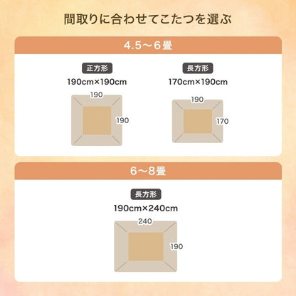 リバーシブル こたつ掛け布団 190x190cm コーデュロイ／フランネル 収納時コンパクト スローケット