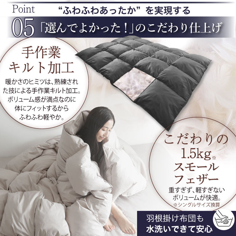 羽根布団8点セット S／SD／D （掛け布団 + 敷布団or敷パッド + 枕 + 掛布団カバー + シーツ + 枕カバーx2 + 収納ケース）