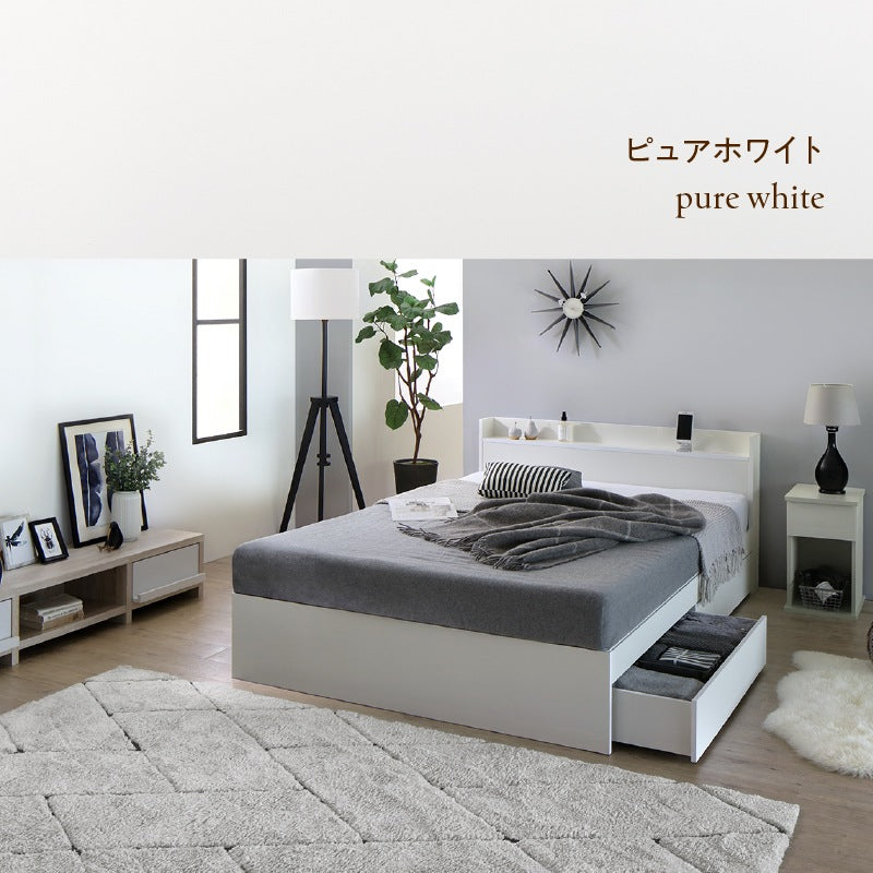 ショート丈 シングル-セミシングルベッド S／SS ベッドフレーム単品 コンパクト 引き出し付き キッズ 子供部屋 ニュアンスカラー 天然木