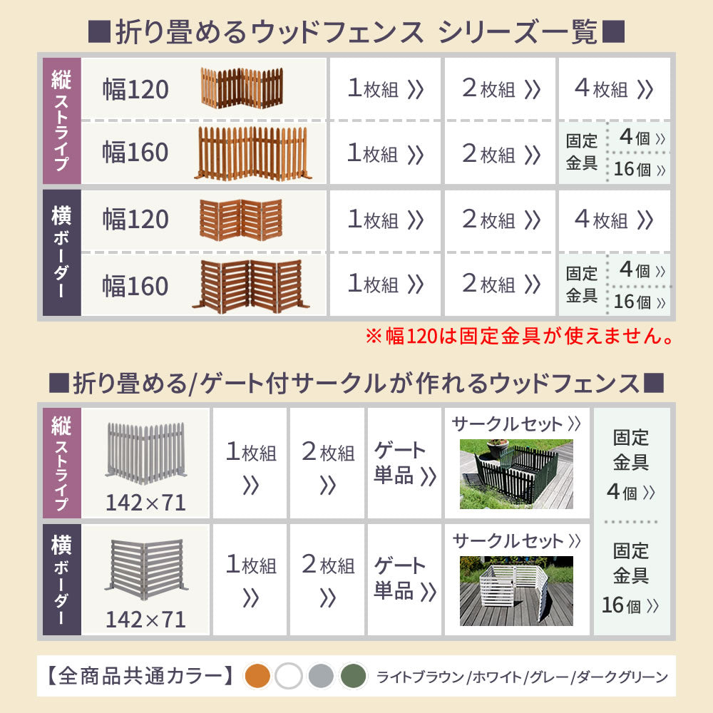 折り畳めるウッドフェンス ゲート付サークルセット（合計4面） 横ボーダー