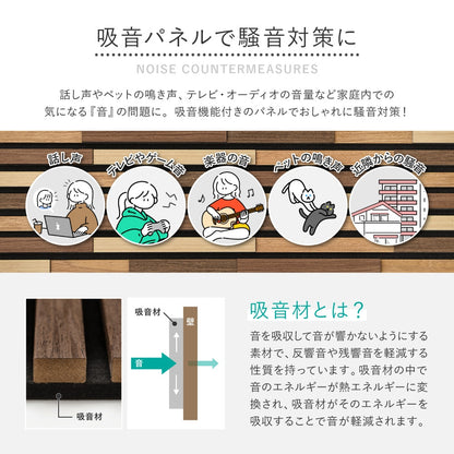 かんたん施工 ウォールパネル 吸音パネル 防音 ブラウン DIY 6枚セット（1枚あたり80x30cm）