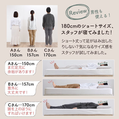 ショート丈 コンパクトベッド S／SS マットレスセット 2種 シンプル極厚すのこ 組立かんたん 専用敷パッド+ボックスシーツ選択可能