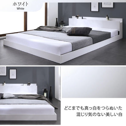 セミダブルベッド + マットレスセット 棚コンセント付き ローベッド 桐材すのこ 高通気性マットレス