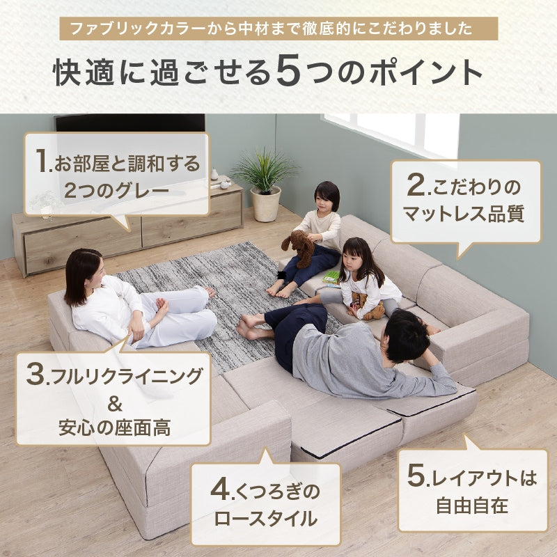 ローソファ 総ウレタン 高反発 フロアコーナー L字ソファ リクライニング機能