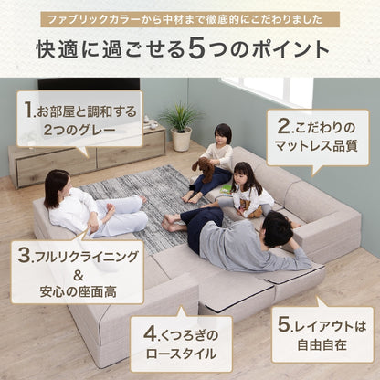 ローソファ 総ウレタン 高反発 フロアコーナー L字ソファ リクライニング機能