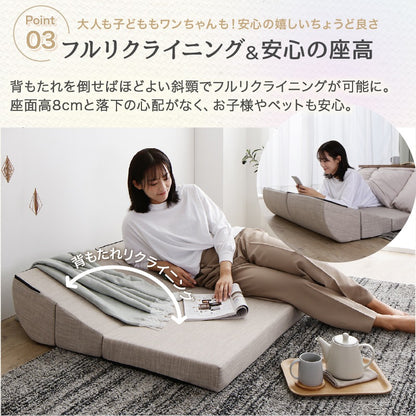 ローソファ 総ウレタン 高反発 フロアコーナー L字ソファ リクライニング機能
