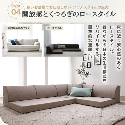 ローソファ 総ウレタン 高反発 フロアコーナー L字ソファ リクライニング機能