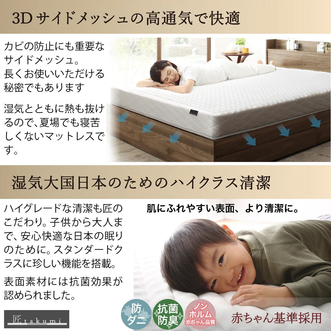 ダブルマットレス S 単品 ニット生地 3Dサイドメッシュ 高通気性 軽量