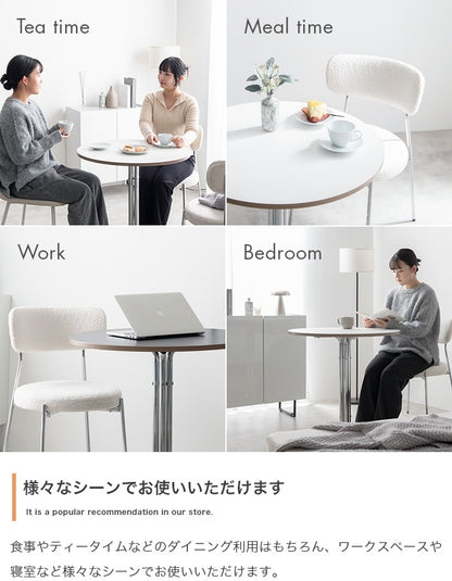 丸形カフェテーブル 直径70cm シルバー脚 ラウンドテーブル コンパクト がたつき防止アジャスター