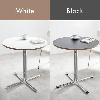 丸形カフェテーブル 直径70cm シルバー脚 ラウンドテーブル コンパクト がたつき防止アジャスター