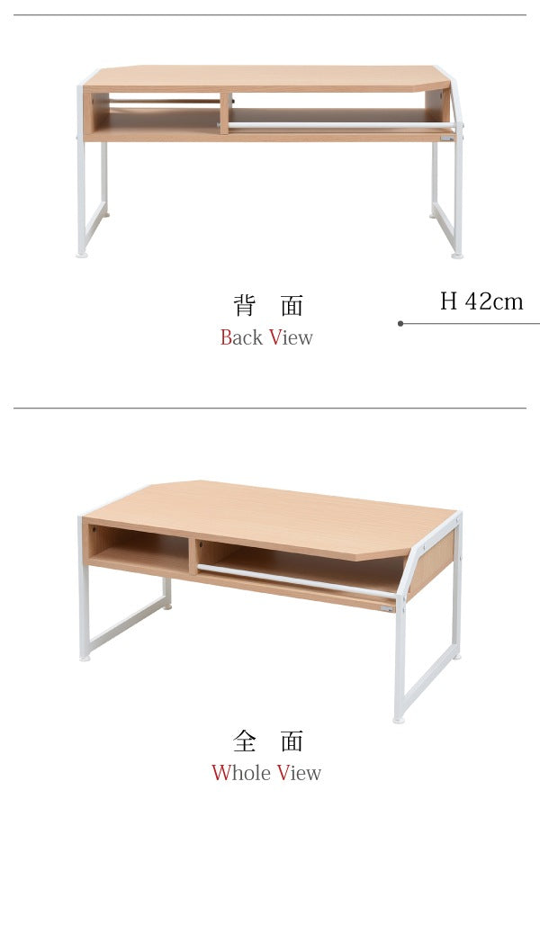 耐水 ローテーブル 収納付き マットスチール 木目 スタイリッシュ
