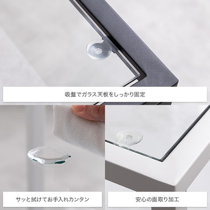 ガラス天板センターテーブル 80x50cm 段違い棚板 スタイリッシュ ローテーブル