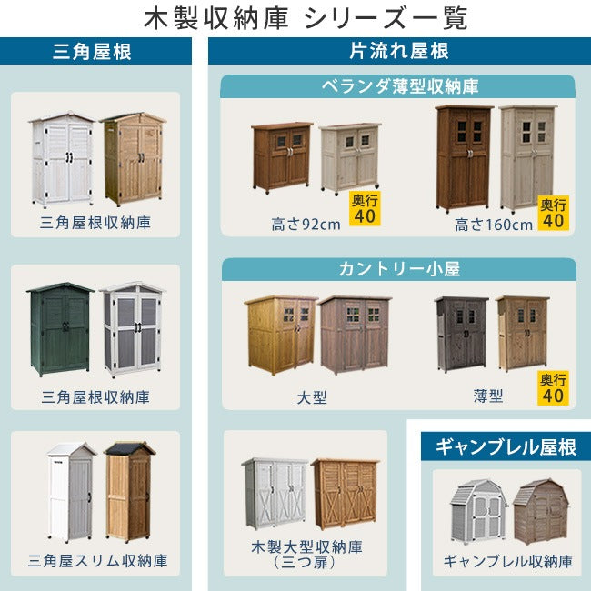 三角屋根 収納庫 ワイド／スリム 北欧アンティークテイスト 倉庫 外部収納 ガーデニング用品収納