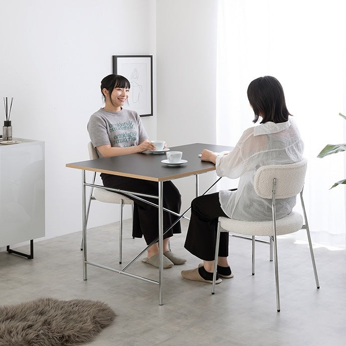 もこもこ ダイニングチェア 円柱型 スタイリッシュ 座面高45cm シルバー脚