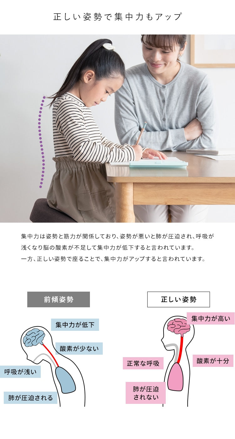 子供から大人まで 姿勢矯正 プロポーションチェア キッズ 伸長110cmから 補助クッションを外すと大人も使用可能