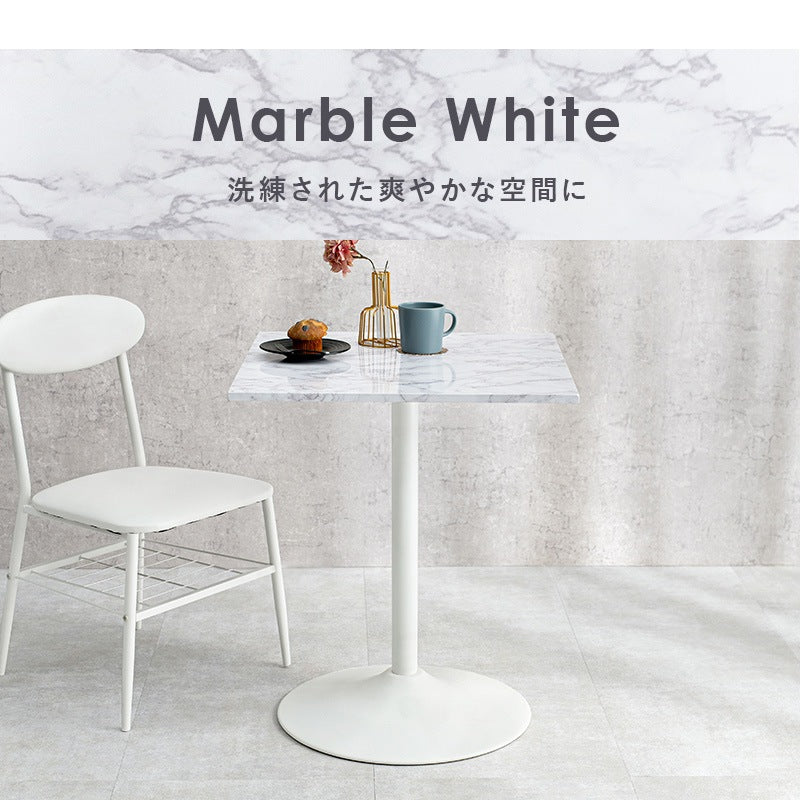 カフェテーブル 60x60cm 正方形 コンパクト 木目柄／石目柄 作業台