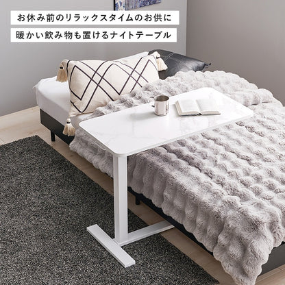昇降式 ベッドサイドテーブル／ソファサイドテーブル 80x40cm 高さ調整65-94cm