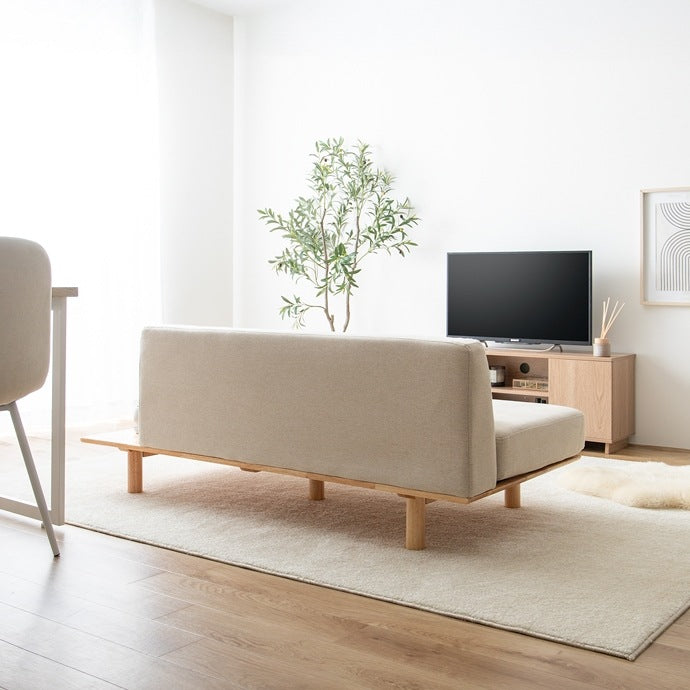 サイドテーブル付き 2Pソファ 幅150cm テーブル一体型 脚取り外し可能 ローソファ 左右変更可能 天然木