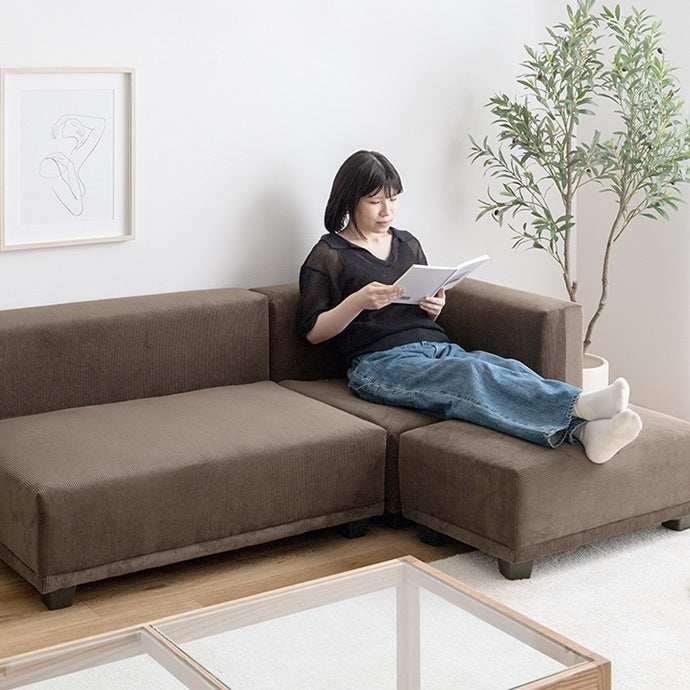 コーナーソファ 単品 コーデュロイソファ ロースタイル 奥行ゆったり シンプル