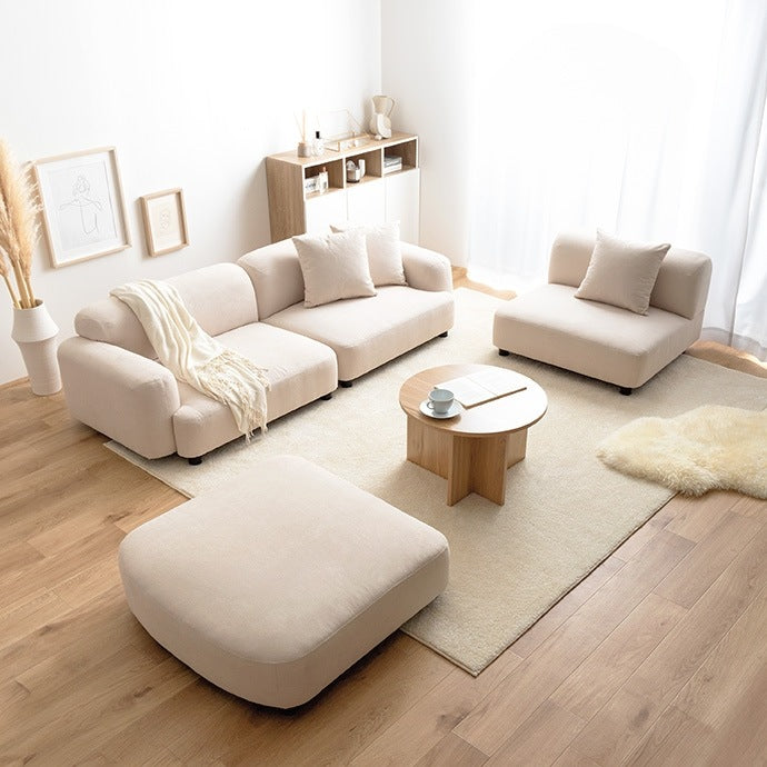 丸みのある オットマン 単品 79x79cm ロースタイル ファブリック生地