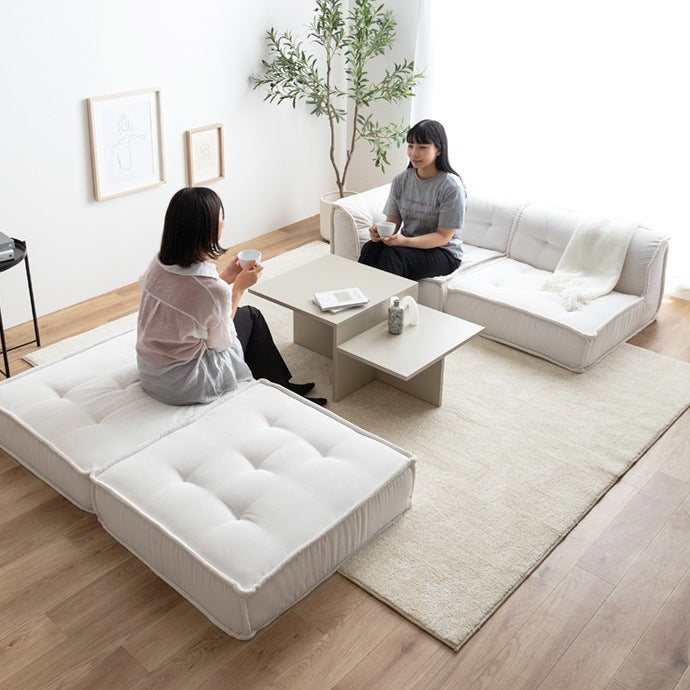 フロアソファ 2点セット （1人掛けソファ + コーナーソファ） コーデュロイ生地 ロースタイル