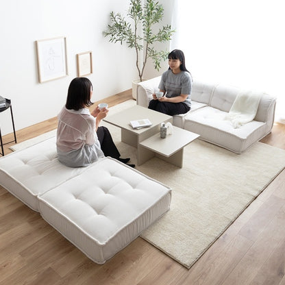 フロアソファ 2点セット （1人掛けソファ + コーナーソファ） コーデュロイ生地 ロースタイル