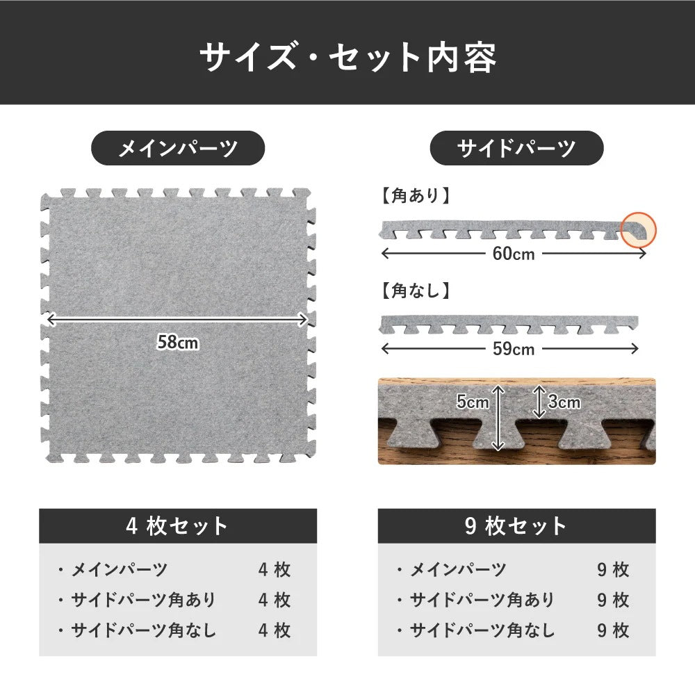 低反発 ラグの下敷き ジョイント アンダーラグ 厚み増し 保温 滑り止め