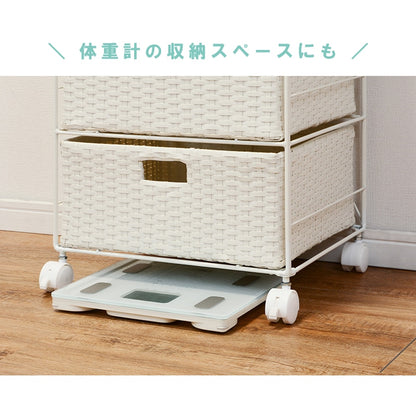 4段ランドリーラック 幅40.5cm すきま収納 水濡れOK 完成品 ラタン調