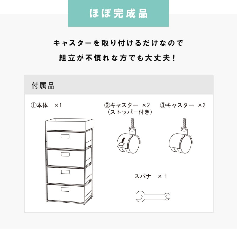 4段ランドリーラック 幅40.5cm すきま収納 水濡れOK 完成品 ラタン調