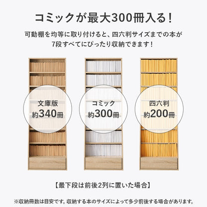 微調整ができる大容量ブックラック 本棚 ハイタイプ 幅60cm 下段は大型収納