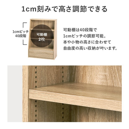 微調整ができるブックラック 本棚 ロータイプ 幅60cm 下段は大判用