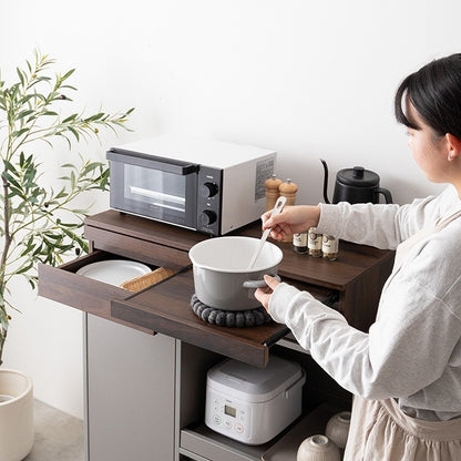 大容量タイプ 引き出し付 レンジ下 スライドトレー 小物収納 カトラリー収納