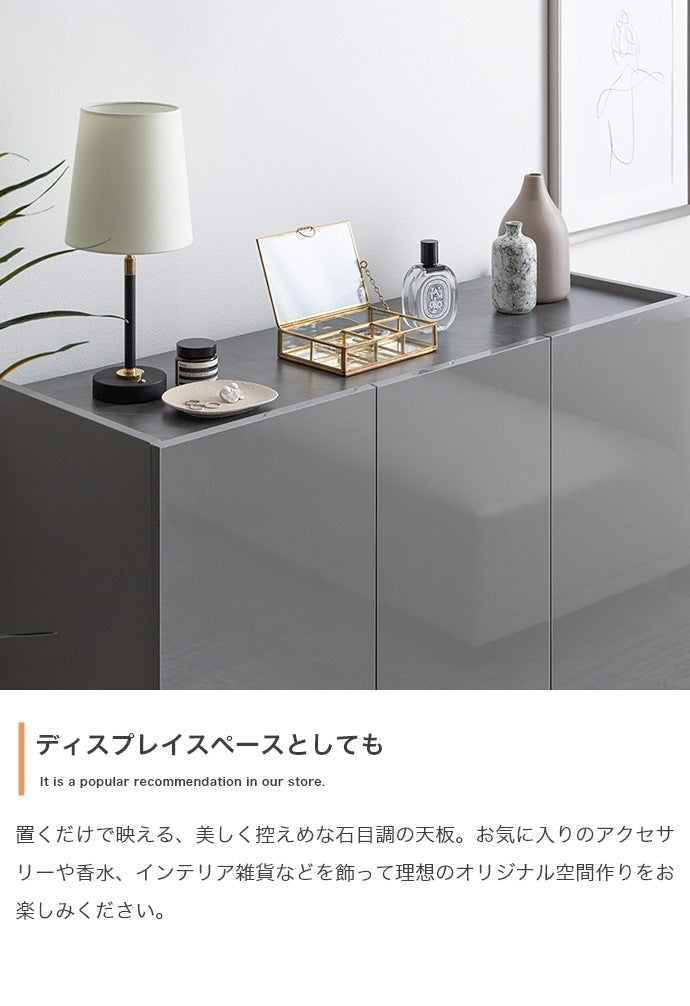 2way鏡面リビングボード 幅100cm フラットデザイン キャビネット 大容量収納