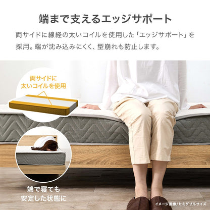 セミシングルショート SSS マットレス単品 ポケットコイル 厚み20cm ニット生地 3Dメッシュ 型崩れ防止エッジサポート 高通気性