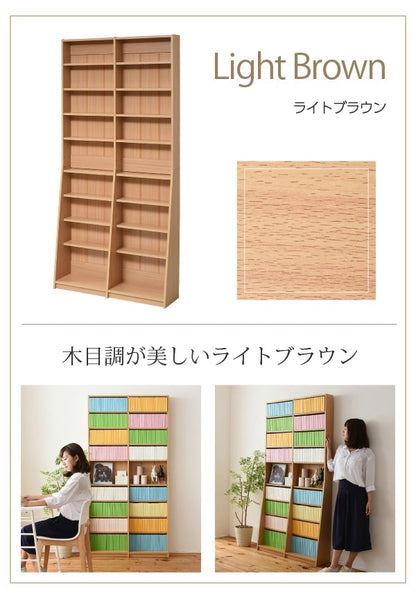 文庫本ラック 幅90cmタイプ 高さ180cm コミックラック 薄型本棚 1cmピッチ高さ調節
