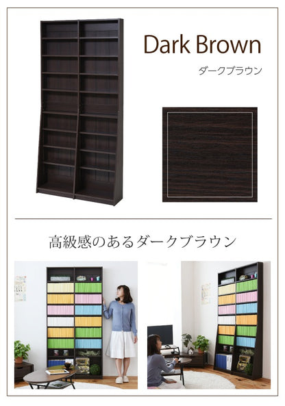 文庫本ラック 幅90cmタイプ 高さ180cm コミックラック 薄型本棚 1cmピッチ高さ調節