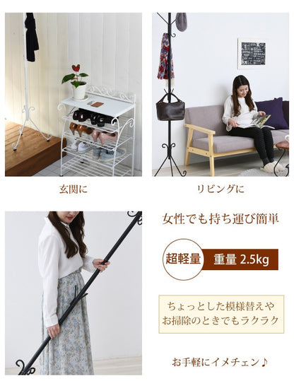 アンティーク調 ポールハンガー 軽量で持ち運びカンタン 玄関ガタつき調整 コートハンガー ハンガーツリー