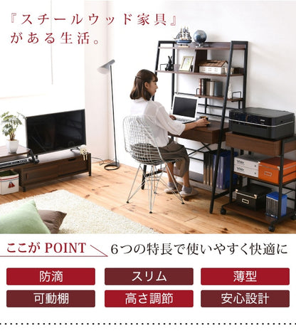 2way High - Low 多機能 PCデスク 棚付き ワークデスク 引き出し収納