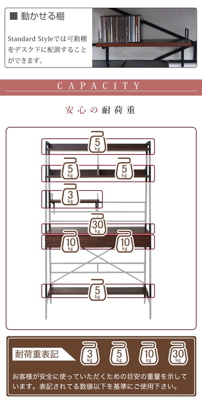 2way High - Low 多機能 PCデスク 棚付き ワークデスク 引き出し収納