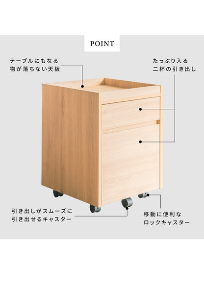 サイドチェスト 棚 デスクサイド 引き出し収納 マルチワゴン Lezele