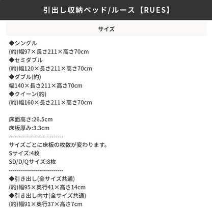 クイーンベッド + グレーマットレスセット 引き出し収納 コンセント ヘッドボード 高反発マットレス