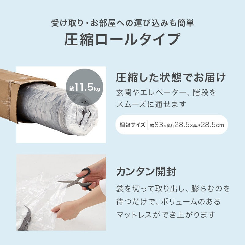 シングルマットレス S 厚さ14.5cm 高密度コイル 3Dメッシュ ニット生地 ボンネルコイルマットレス