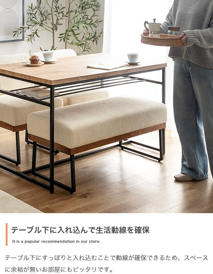 Claes ダイニングテーブル 幅120cm 棚付き アイアン脚 木目調 天板 コンパクト ワンルーム向け