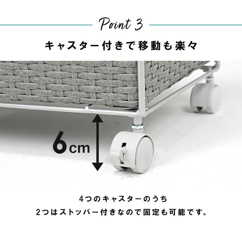 ランドリーラック 4段 幅60.5cm ハイタイプ すきま収納 水濡れOK ラタン調 完成品 洗面所