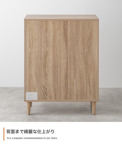 脚付きチェスト 幅65cm 木目調×ゴールド 4段収納・スリム設計で一人暮らしにも