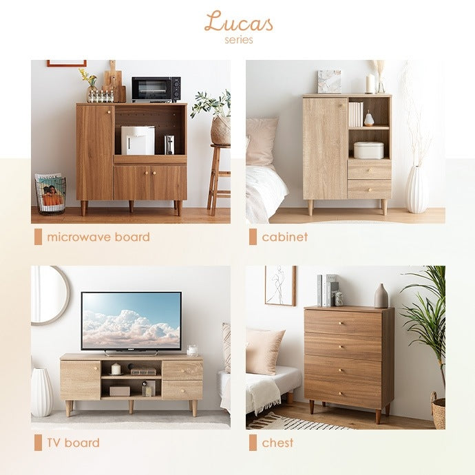 【幅100cm】Lucas 脚付きテレビボード 木目調×ゴールドが上品 3種類の収納＆配線スリットでスッキリ整理