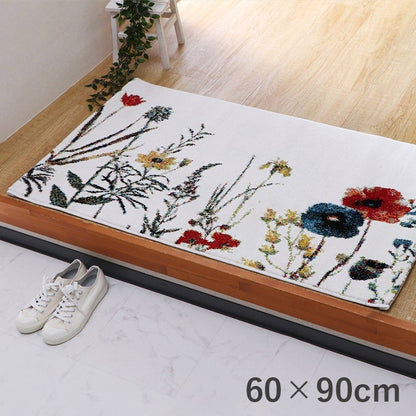 玄関マット 60x90cm エントランスマット 花柄 トルコ製 ウィルトン織
