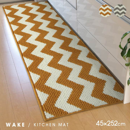 キッチンマット 45x252cm 幾何学柄 シンプル 滑り止め 洗濯可能