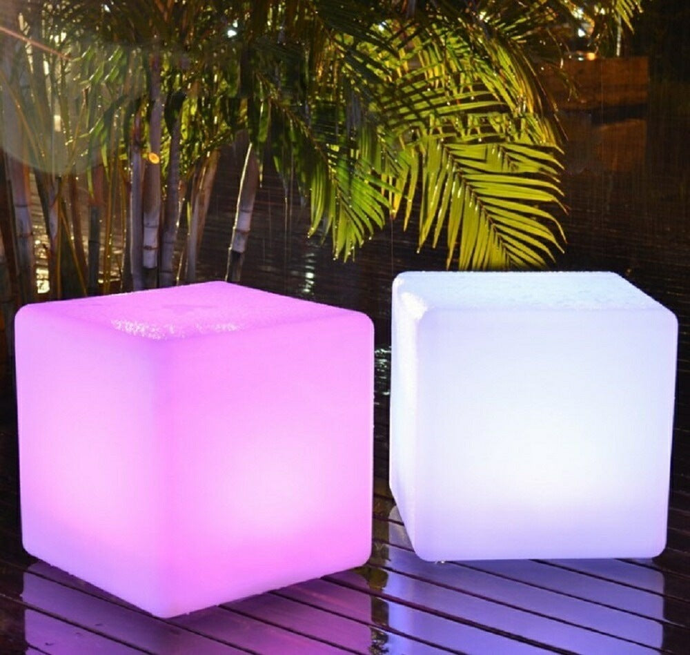 光るスツール LED 椅子 キューブ 充電式 リモコン操作 【リモコンには単4電池2本が必要です】 40x40x40cm